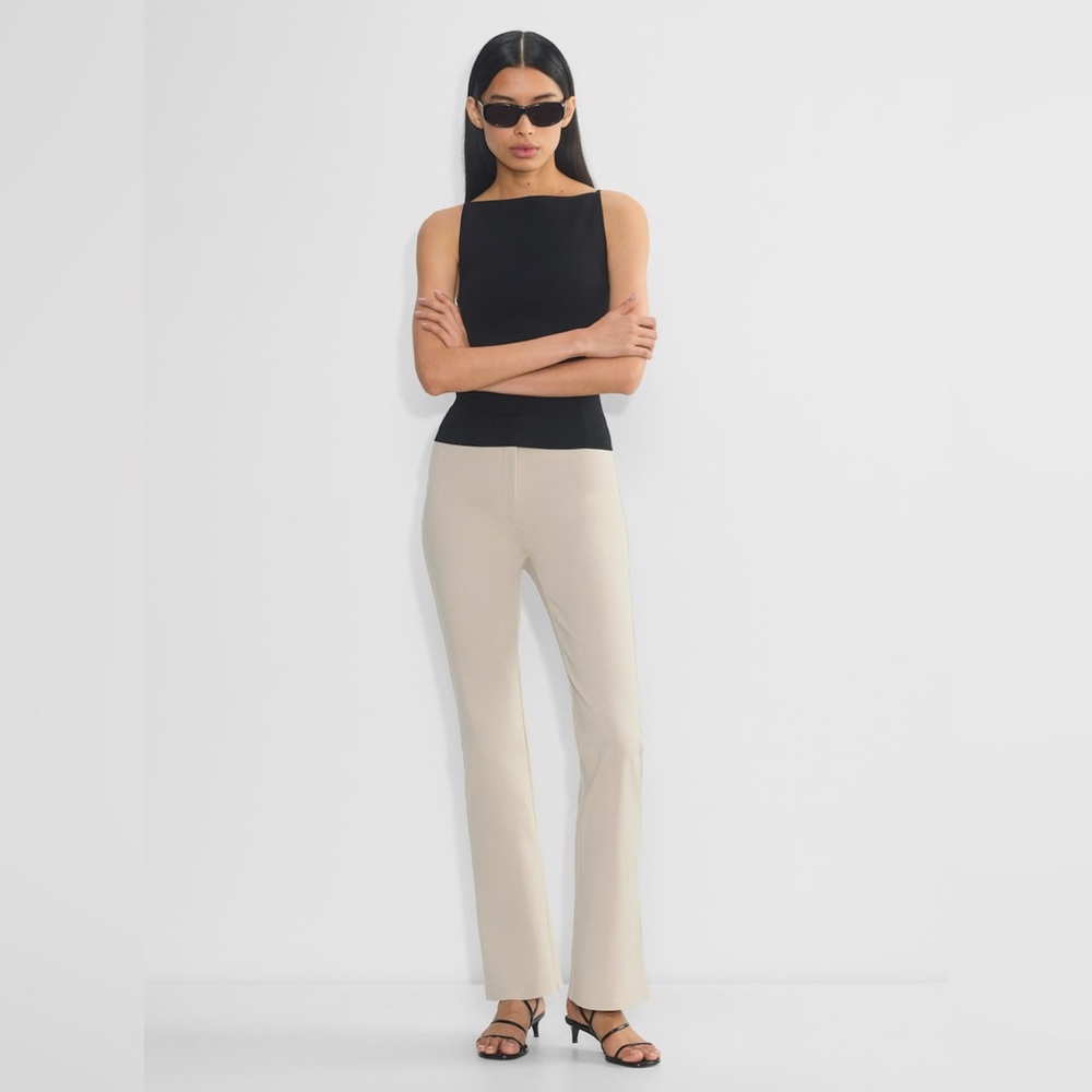 Aritzia Lineage Pant - Beige Babaton slim flare stretch pant